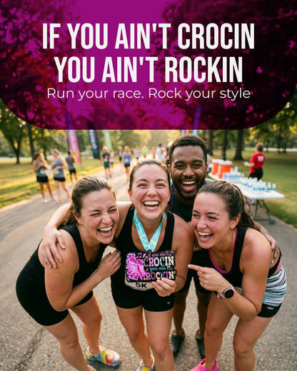 Medal for the "If You Ain’t Crocin’, You Ain’t Rockin’ Virtual Race" by virtualrunevent, featuring a colorful design and engraved race details.