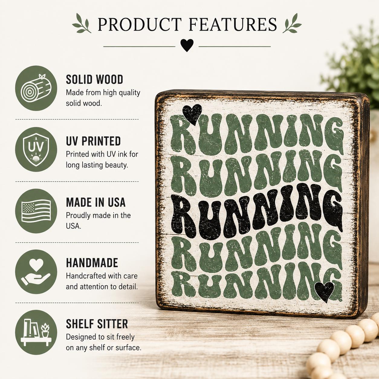Running Gift for Runners, Funny Runner Decor, Wooden Shelf Sitter Sign, Running Coach Gift, Marathon Gift, Runner Room Decor