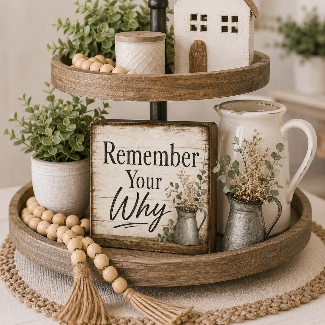 Remember Your Why Wood Sign, Inspirational Farmhouse Decor, Rustic Wooden Block Gift