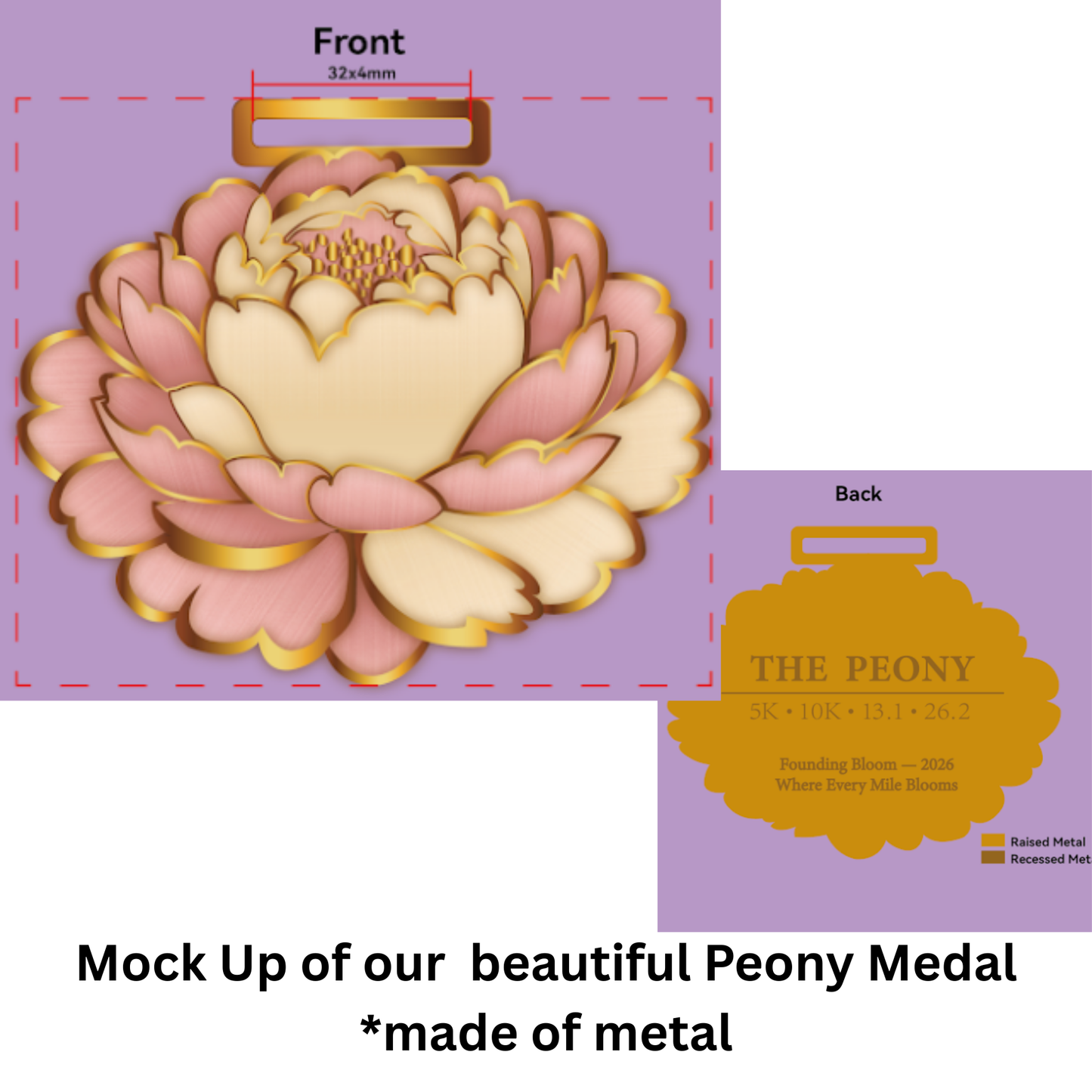 Peony flower from the Virtual Race Peony Virtual Race 1M 5K 10K Half Marathon & Marathon collection by virtualrunevent.