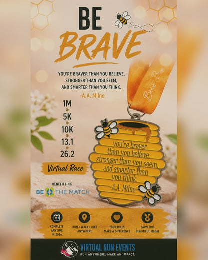2026 Be Brave Virtual Run – 1M, 5K, 10K, 13.1, 26.2 | VirtualRunEvent