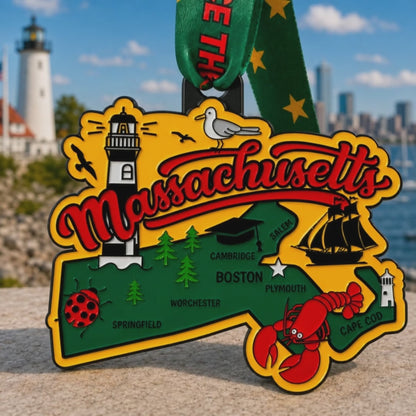 Race Through Massachusetts 1M 5K 10K 13.1 26.2 Medal and Bib