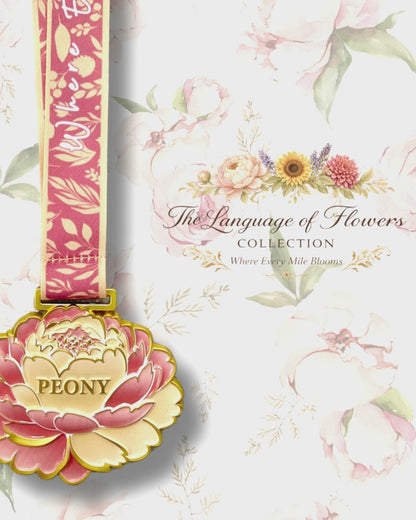 Peony Virtual Race | 1M 5K 10K Half Marathon & Marathon | Language of Flowers Collection
