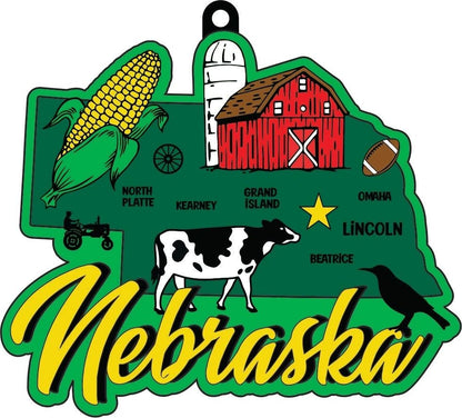 Race Through Nebraska 1M 5K 10K 13.1 26.2 Medal and Bib - virtualrunevent