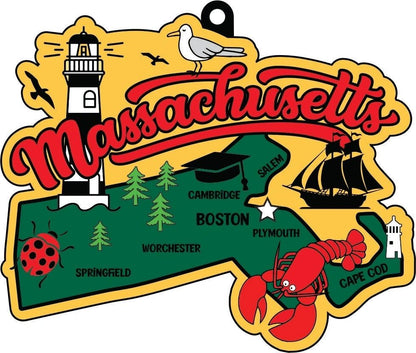 Race Through Massachusetts 1M 5K 10K 13.1 26.2 Medal and Bib - virtualrunevent