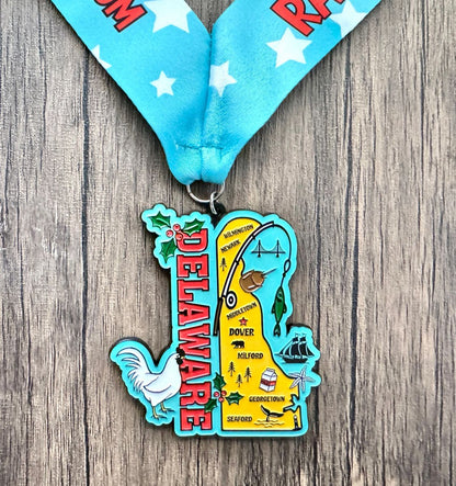 Race Through Delaware 1M 5K 10K 13.1 26.2 Medal and Bib - virtualrunevent