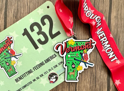 Race Through Vermont Medal and Bib - virtualrunevent