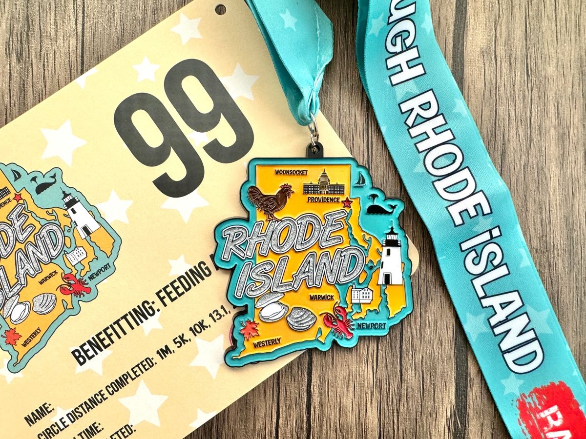 Race Through Rhode Island Medal and Bib - virtualrunevent