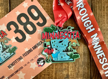 Race Through Minnesota Medal and Bib - virtualrunevent