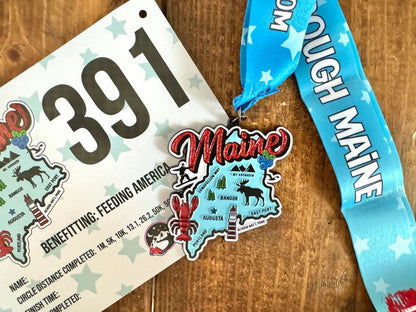 Race Through Maine Medal and Bib - virtualrunevent