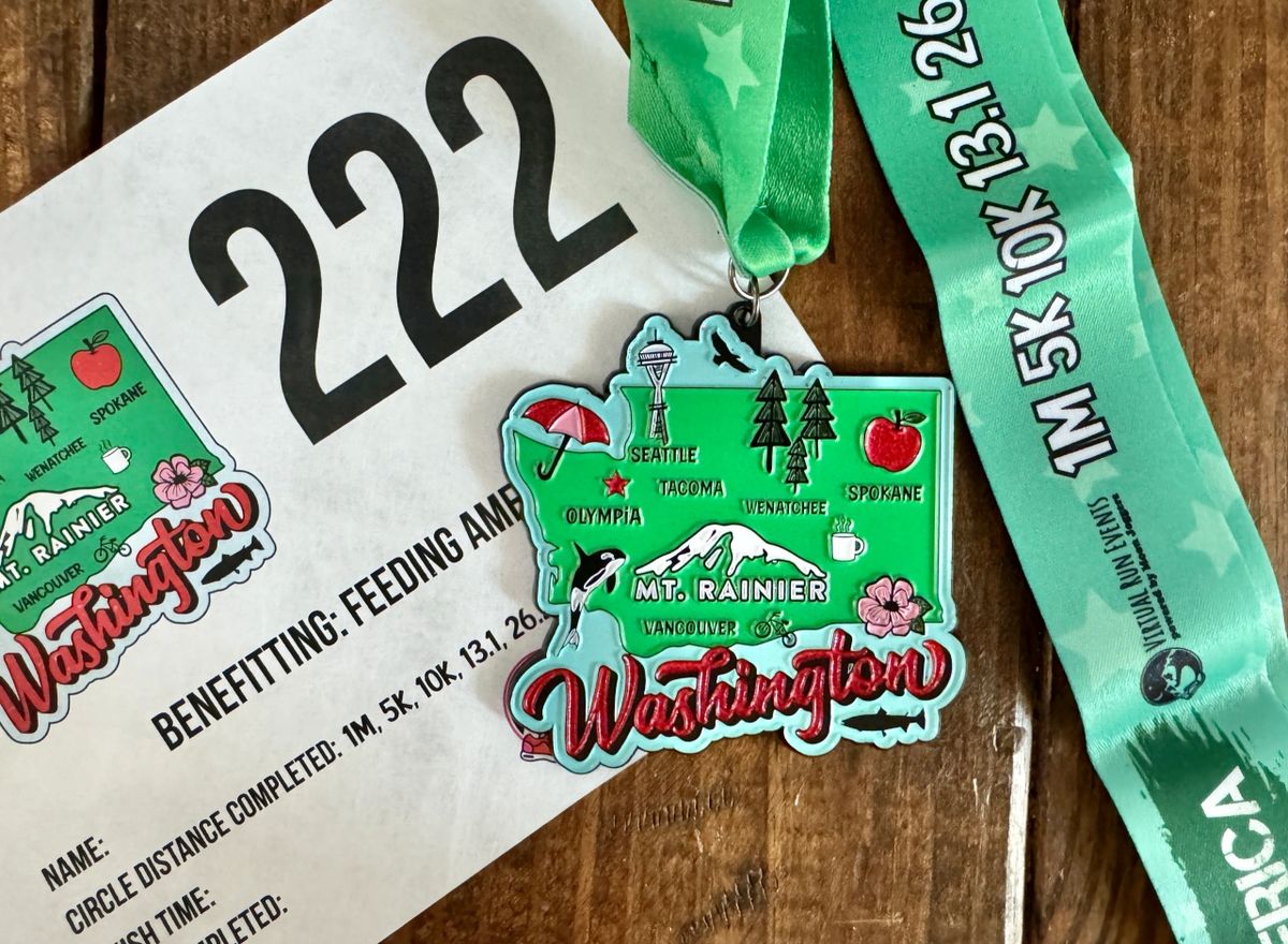 Race Through Washington Medal and Bib - virtualrunevent