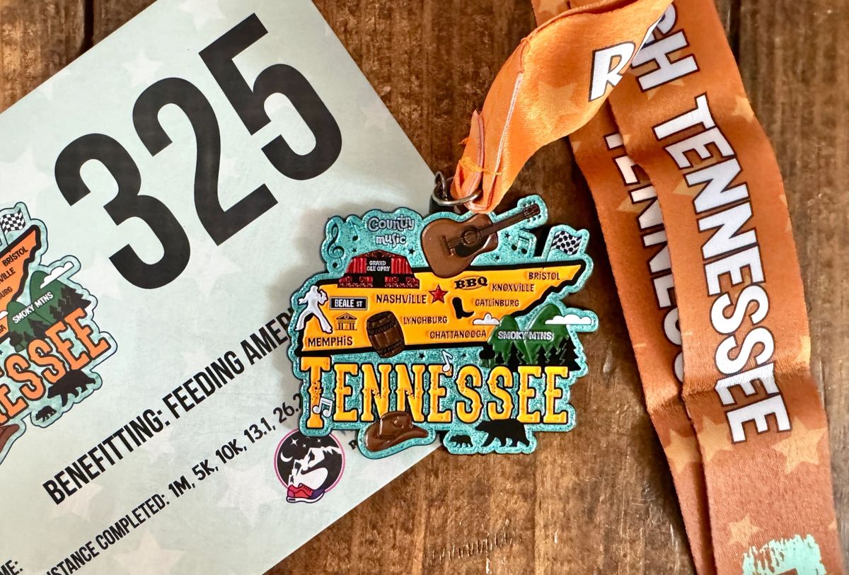 Race Through Tennessee Medal and Bib - virtualrunevent