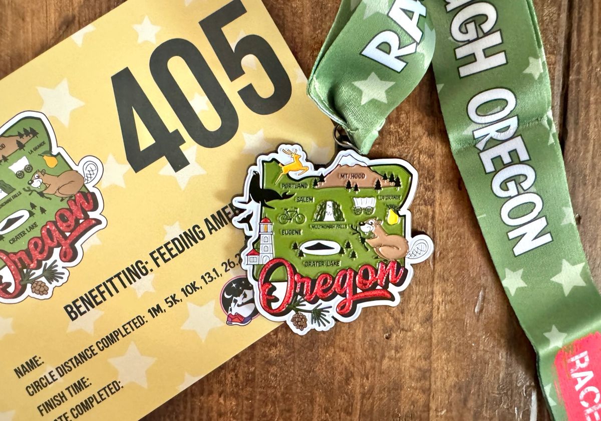 Race Through Oregon Medal and Bib - virtualrunevent