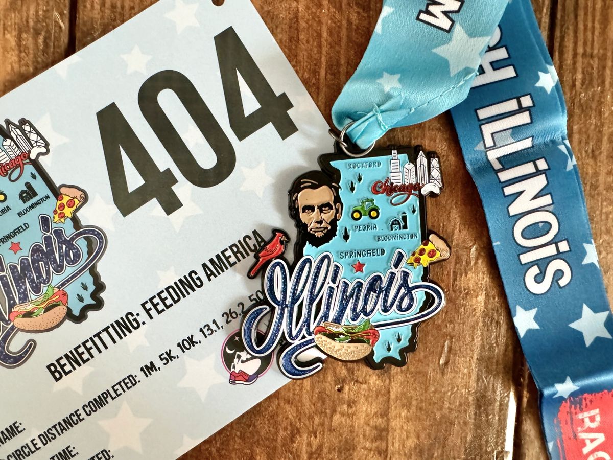 Race Through Illinois Medal and Bib - virtualrunevent