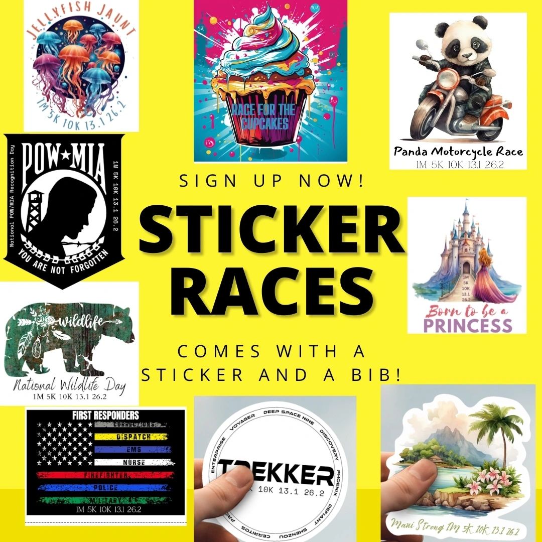 ULTIMATE PACKAGE: 24 MEDALS and BIBS + 9 STICKER RACES and BIBS PACKAGE!