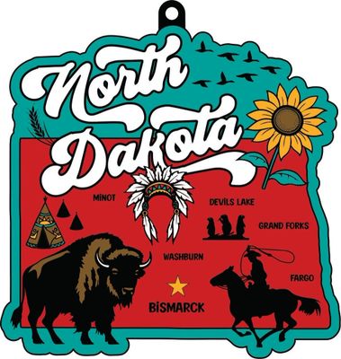 Race Through North Dakota 1M 5K 10K 13.1 26.2 Medal and Bib - virtualrunevent