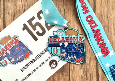 Race Through Oklahoma Medal and Bib - virtualrunevent