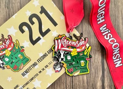 Race Through Wisconson Medal and Bib - virtualrunevent